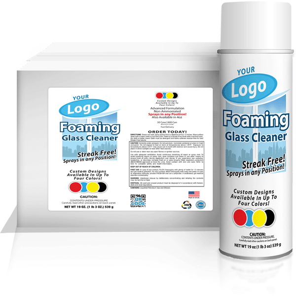 Professional Foaming Glass Cleaner - Private Label - 600 Cans - Glass.com