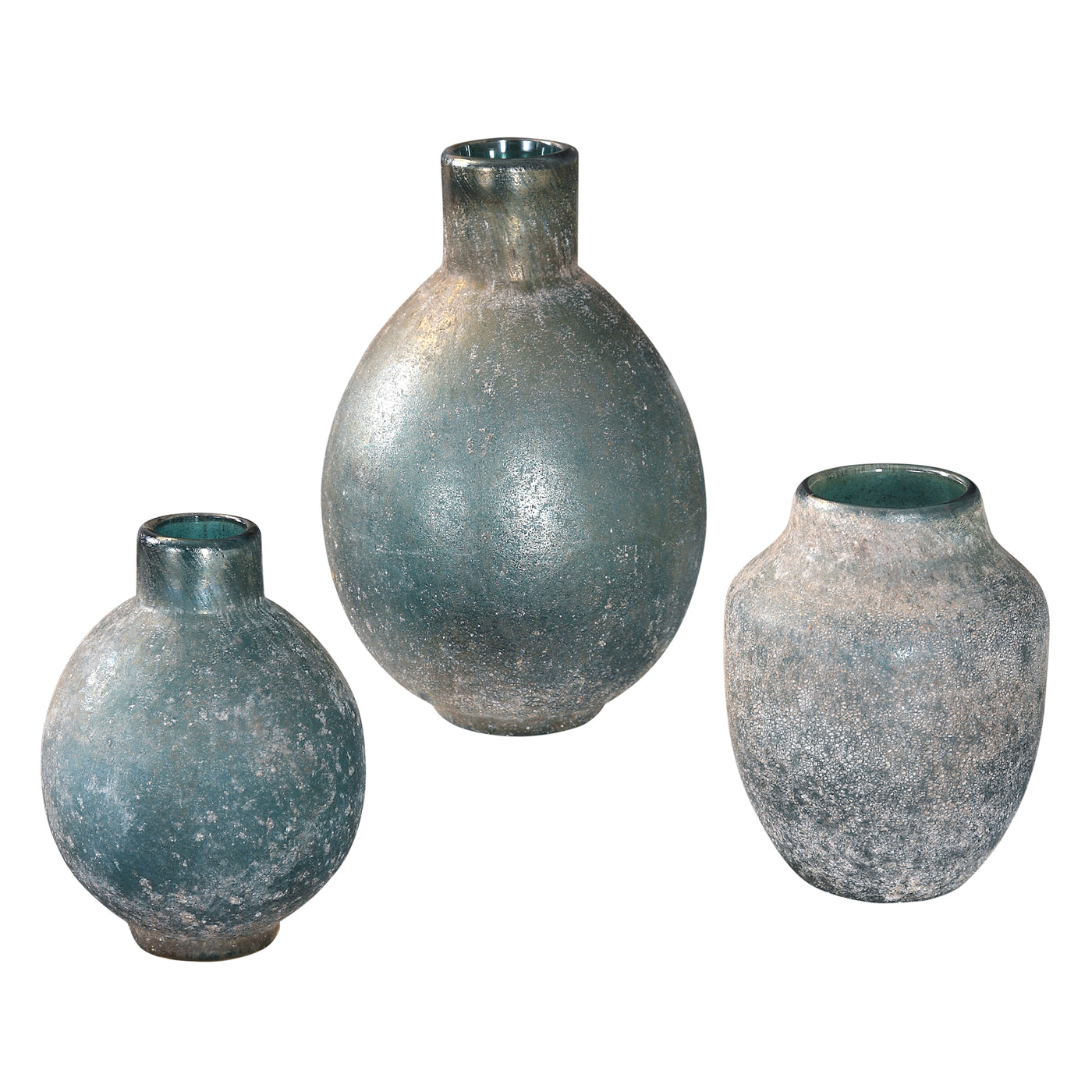 Uttermost Mercede Weathered Blue-Green Vases S/3