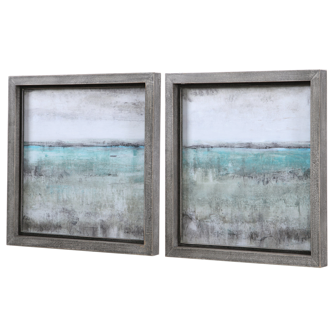 Uttermost Aqua Horizon Framed Prints, Set/2