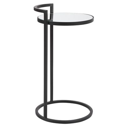 The Edinburgh - Matte Black End Table with Mirrored Top