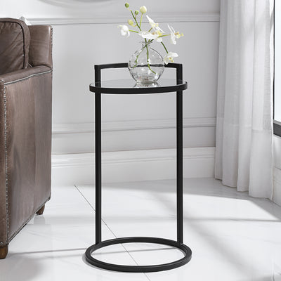 The Edinburgh - Matte Black End Table with Mirrored Top