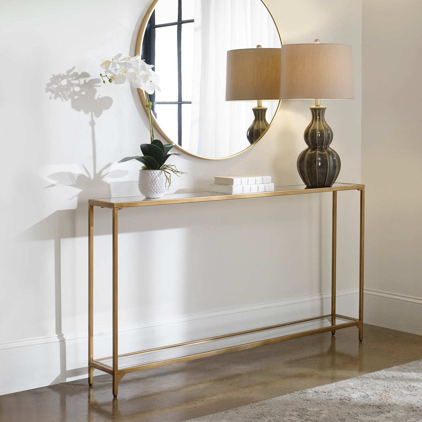 The Jaipur - Mirror Topped Console Table, Gold