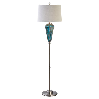 Uttermost Almanzora Blue Glass Floor Lamp