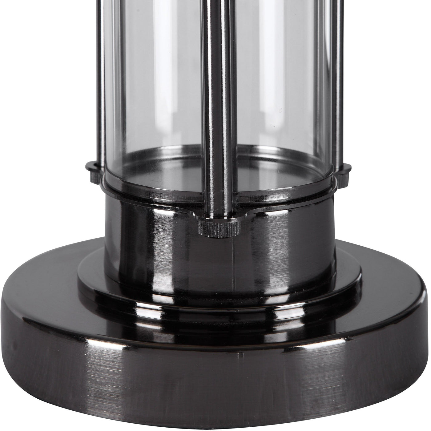 The Murano - Glass Cylinder Table Lamp in Light Black Nickel - Glass.com