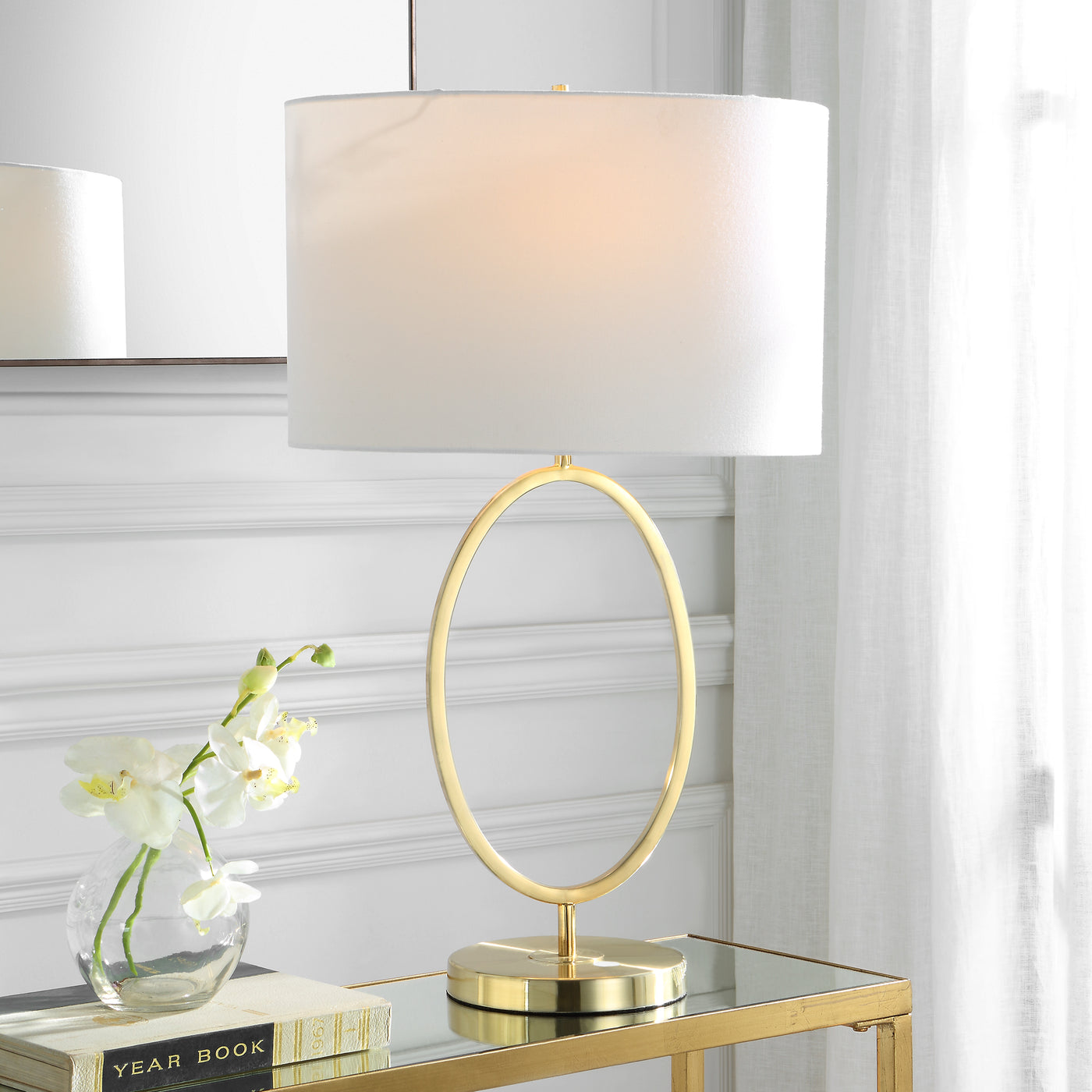 The Dubai Table Lamp with Golden Brass Oval Ring –