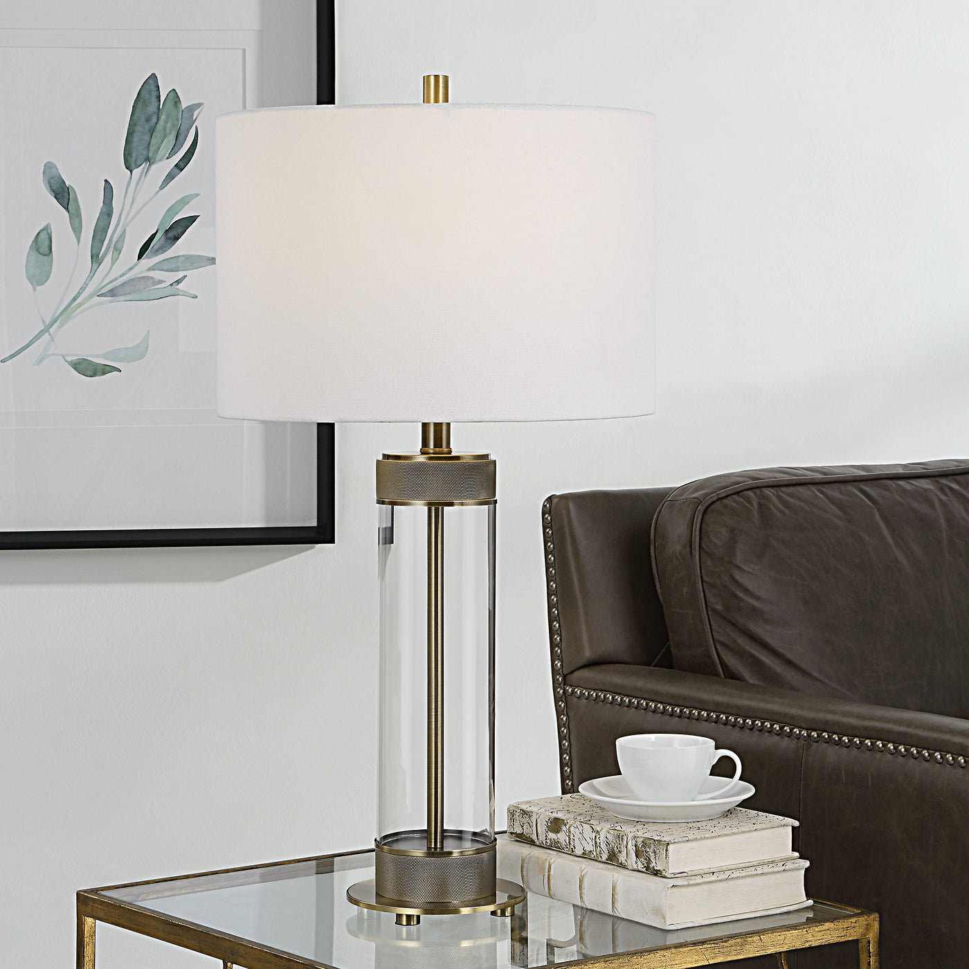 The Paris Antique Brass Table Lamp With Glass Cylinder –