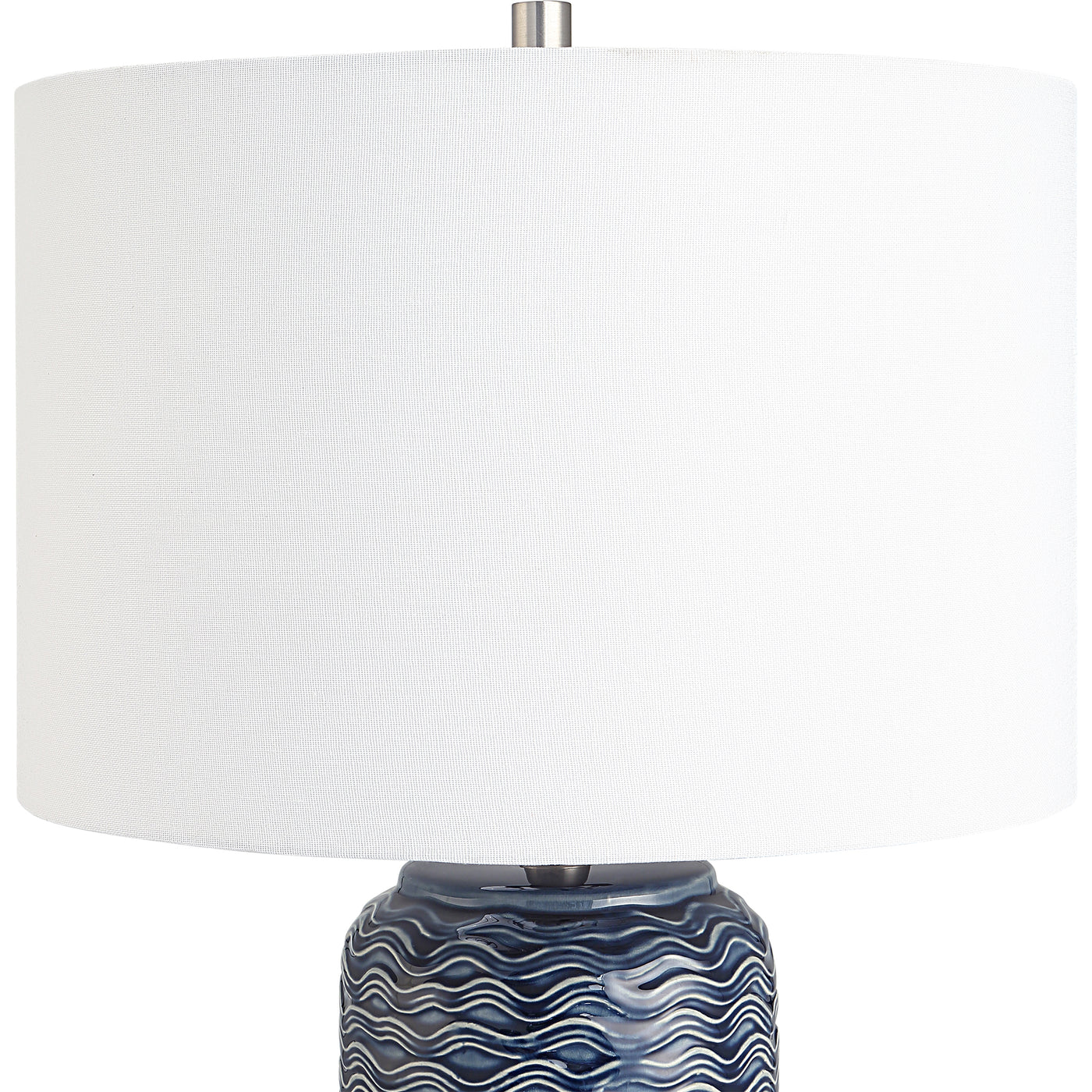 The Patagonia - Table Lamp With Blue Ceramic and White Waves Base