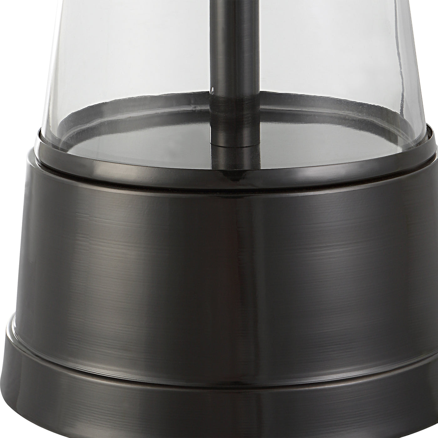 The Tahiti - Dark Nickel Table Lamp with Cone Shaped Glass Insert