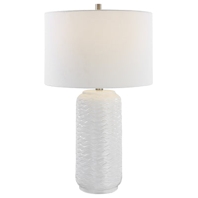The Marrakesh - Table Lamp With Ceramic White Wave Base