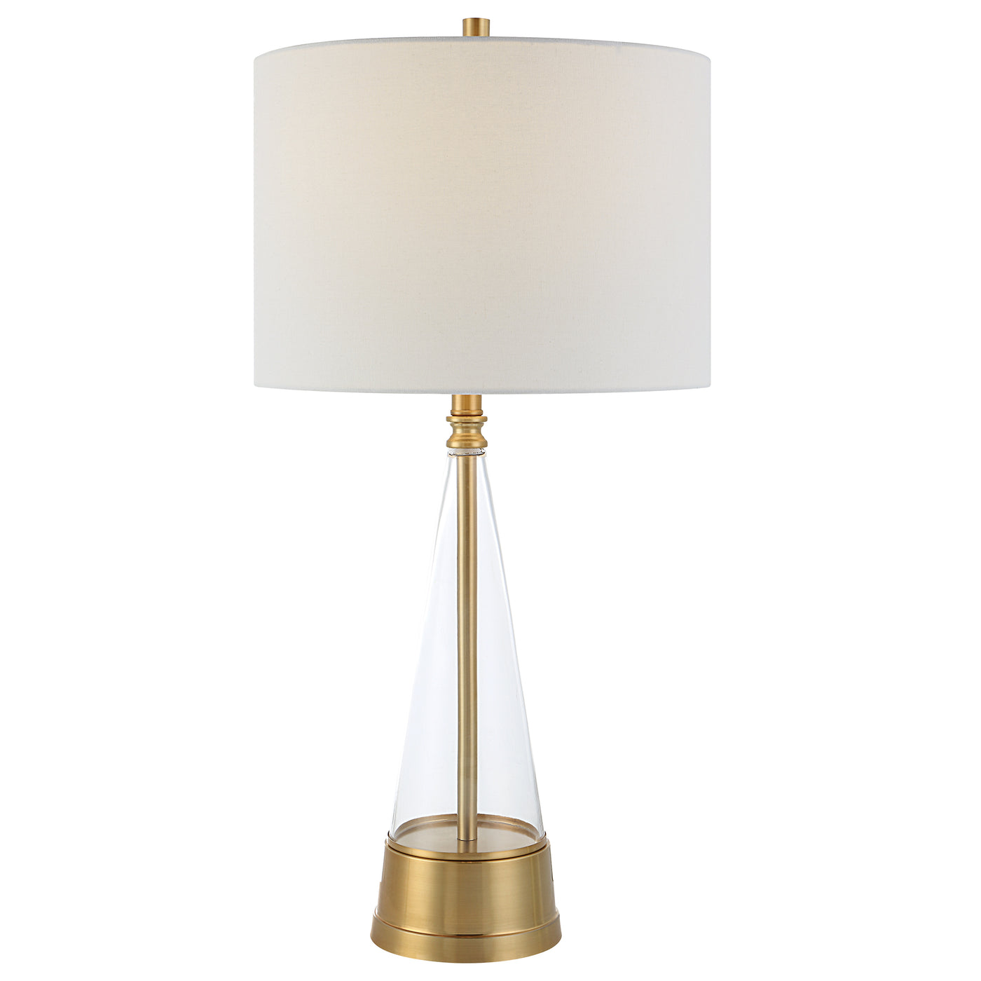 The Tokyo - Antique Brass Table Lamp with Cone Shaped Glass Insert