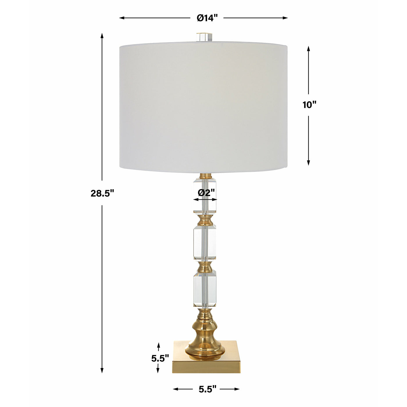 The Banff - Brass Table Lamp with Glass Inserts