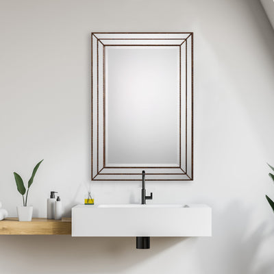 The Ellsworth - Framed Bathroom Vanity Mirror in Metallic Bronze - Glass.com