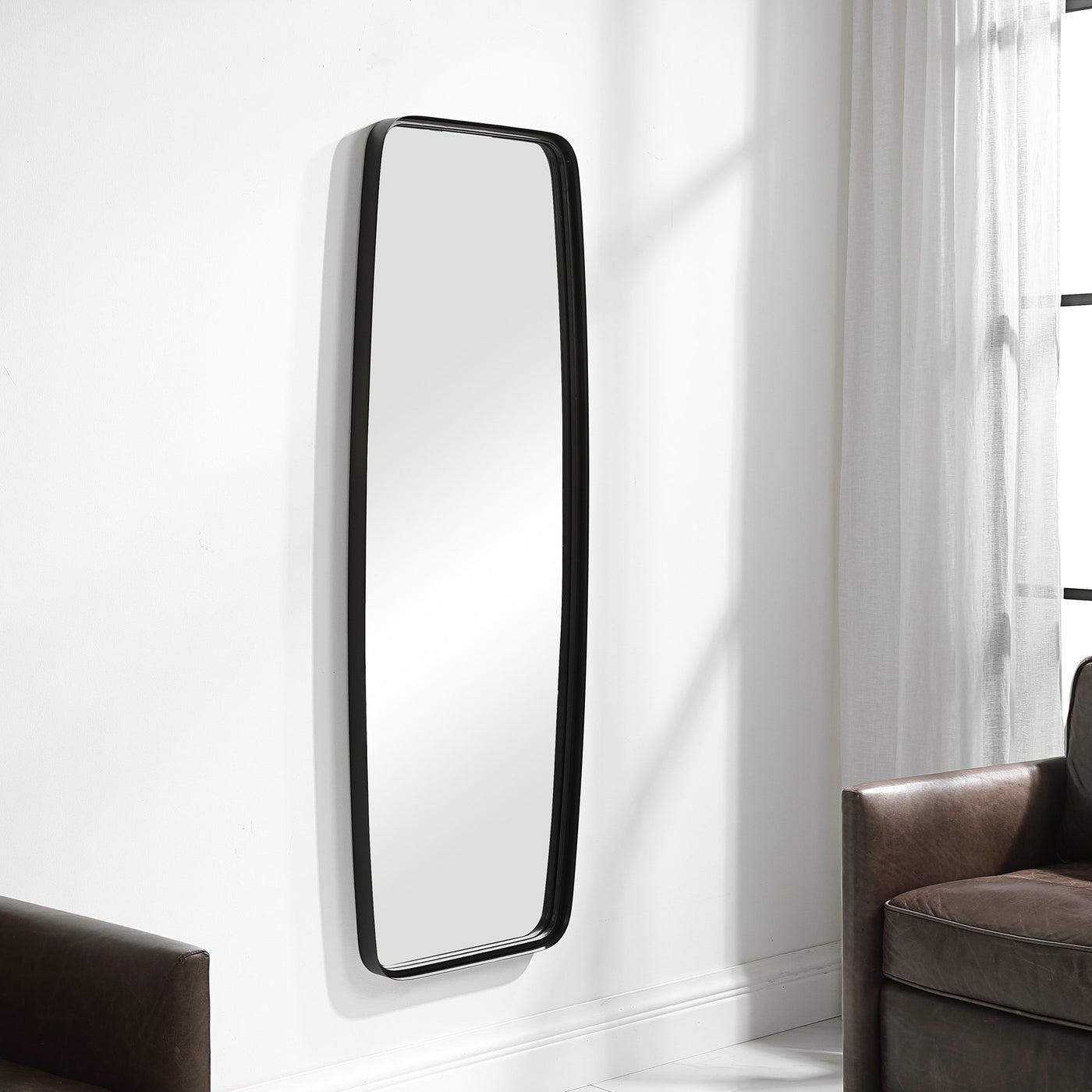 The Summerville - Matte Black Full Floor Length Dressing Mirror - Glass.com