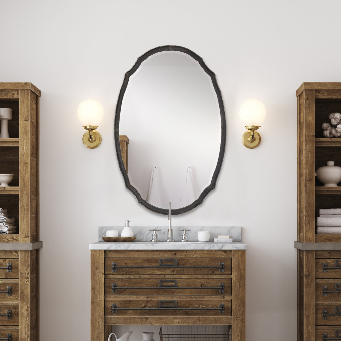 The SouthernShores - Framed Mirror With Distressed Charcoal Finish