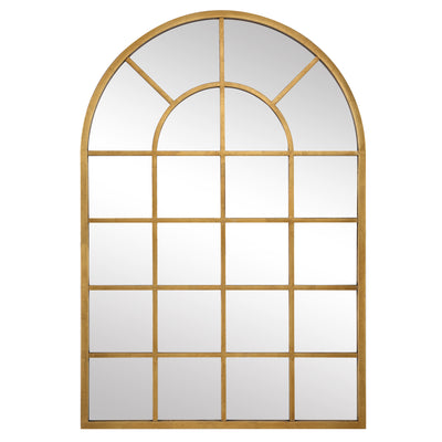 The Annapolis - Arched Windowpane Mirror with Gold Leaf Finish