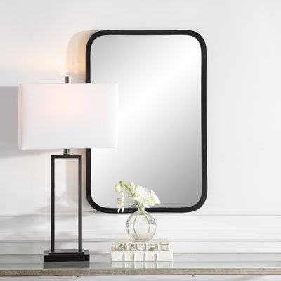 The Asheville - Rectangular Matte Black Framed Vanity Mirror with Rounded Corners
