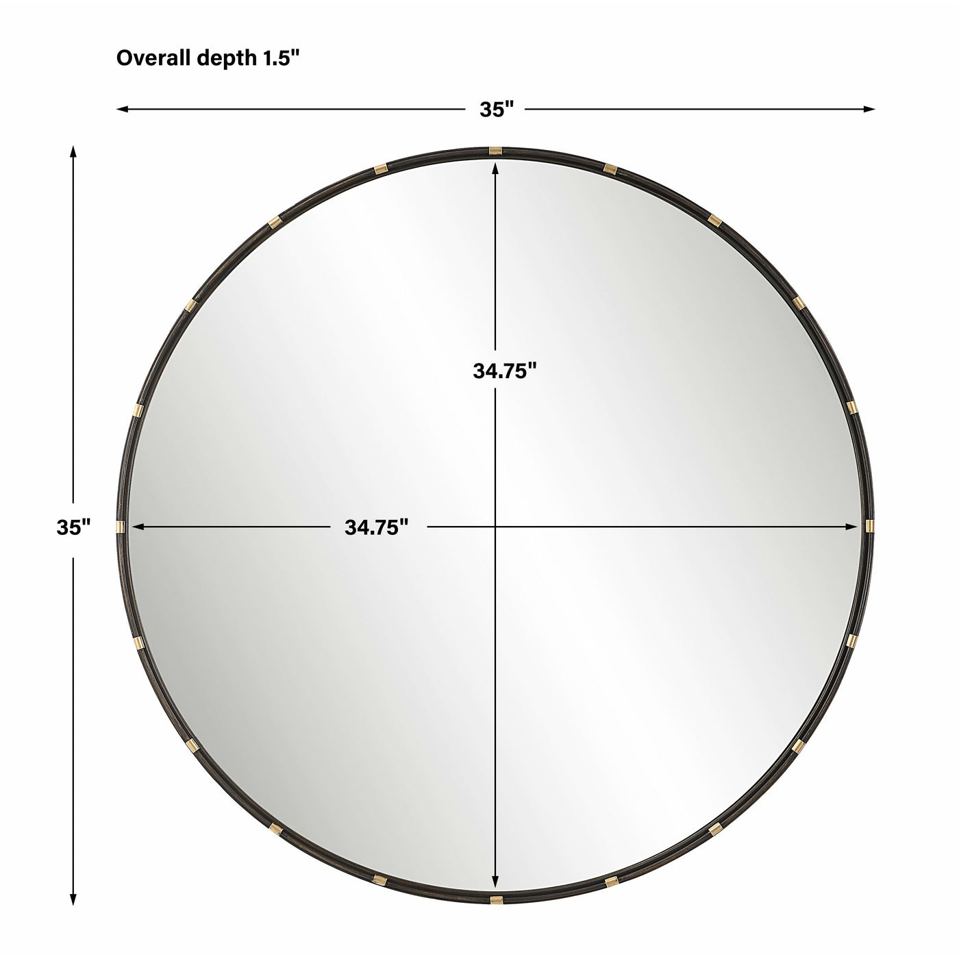 The Cannon Beach - Round Mirror with Black and Gold Frame