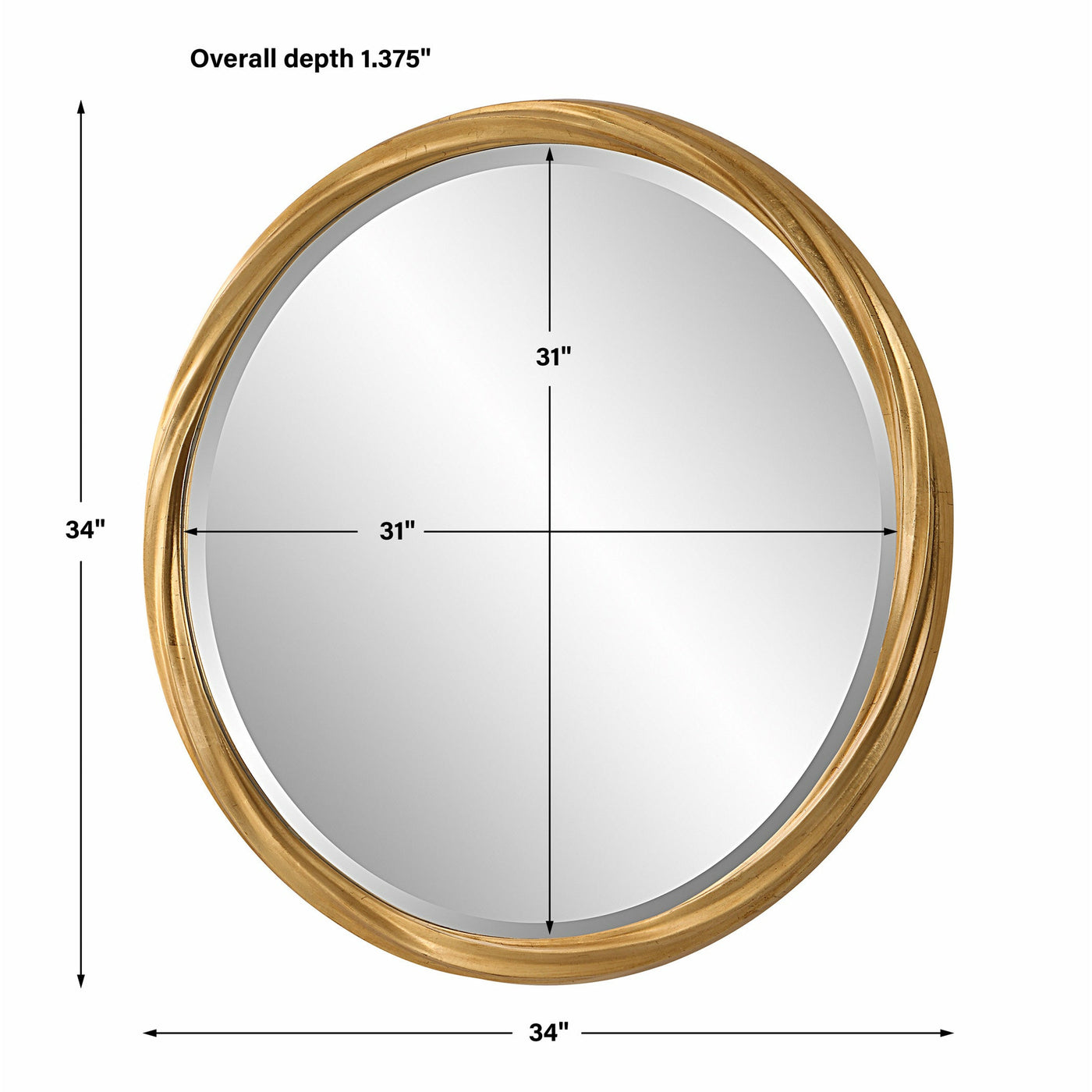 The Ashland - Round Mirror with Twisted Golden Metal Frame