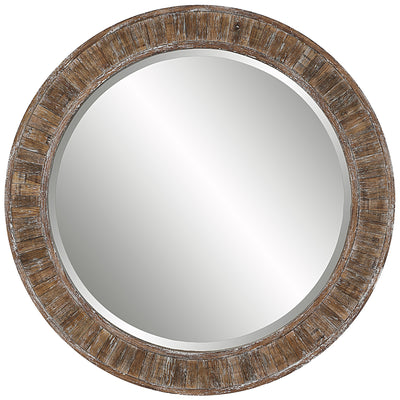 The Nashville - Rustic Wood Round Framed Mirror