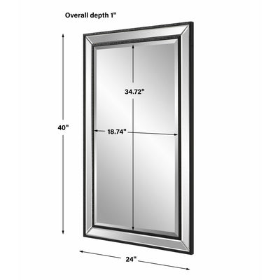 The Lewisburg - Rectangular Mirror with Beveled Mirrored Frame and Black Trim