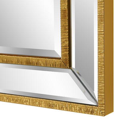 The Cape May - Rectangular Mirror with Beveled Mirrored Frame and Gold Trim